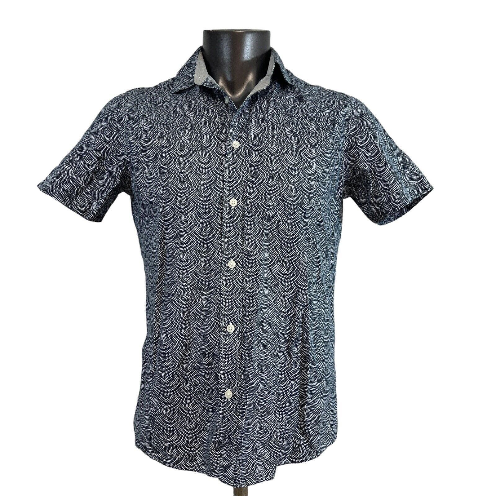Michael Kors Men's Button Up Shirt Short Sleeve Black White Dots Tailored Fit S